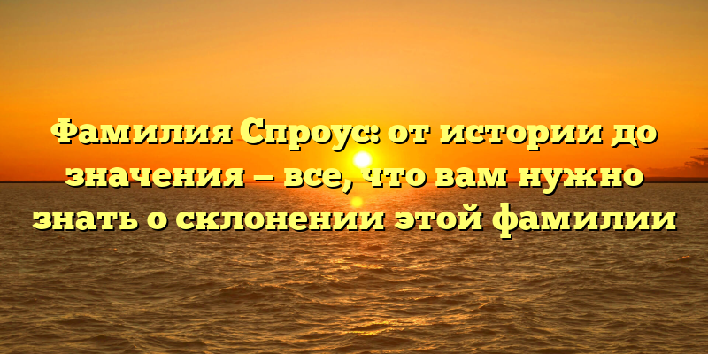 Фамилия Спроус: от истории до значения — все, что вам нужно знать о склонении этой фамилии