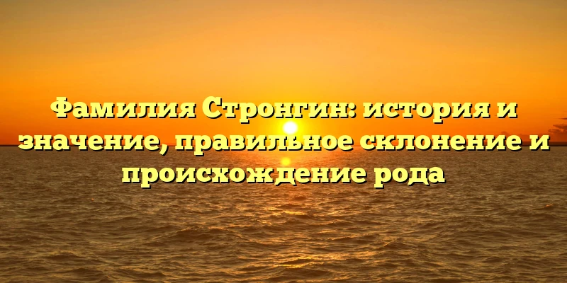 Фамилия Стронгин: история и значение, правильное склонение и происхождение рода Фамилия Стронгин: история и значение, правильное склонение и происхождение рода