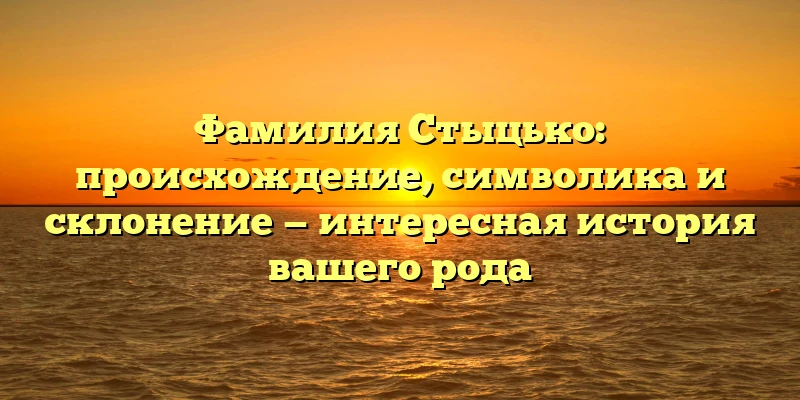 Фамилия Стыцько: происхождение, символика и склонение — интересная история вашего рода Фамилия Стыцько: происхождение, символика и склонение — интересная история вашего рода