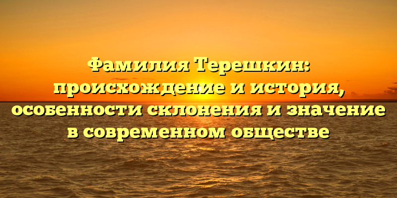Фамилия Терешкин: происхождение и история, особенности склонения и значение в современном обществе