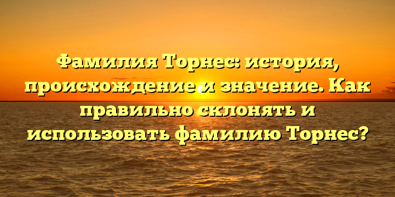 Фамилия Торнес: история, происхождение и значение. Как правильно склонять и использовать фамилию Торнес?
