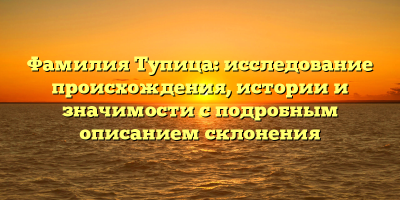 Фамилия Тупица: исследование происхождения, истории и значимости с подробным описанием склонения