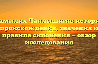 Фамилия Чаплышкин: история происхождения, значения и правила склонения — обзор исследования Фамилия Чаплышкин: история происхождения, значения и правила склонения — обзор исследования