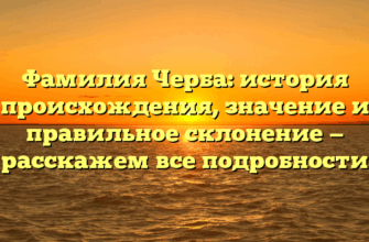Фамилия Черба: история происхождения, значение и правильное склонение — расскажем все подробности Фамилия Черба: история происхождения, значение и правильное склонение — расскажем все подробности