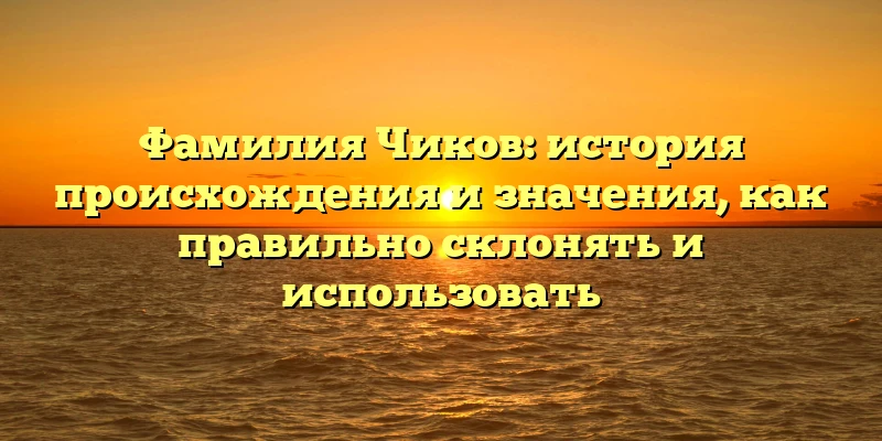 Фамилия Чиков: история происхождения и значения, как правильно склонять и использовать Фамилия Чиков: история происхождения и значения, как правильно склонять и использовать