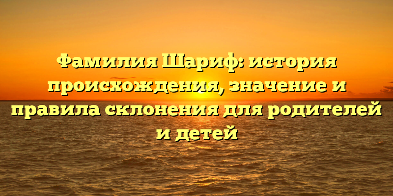 Фамилия Шариф: история происхождения, значение и правила склонения для родителей и детей