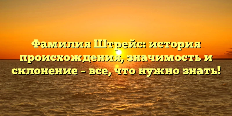 Фамилия Штрейс: история происхождения, значимость и склонение – все, что нужно знать! Фамилия Штрейс: история происхождения, значимость и склонение – все, что нужно знать!