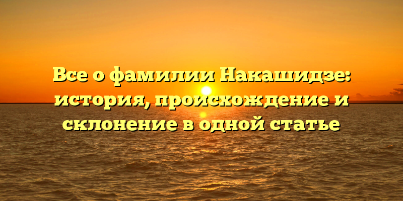 Все о фамилии Накашидзе: история, происхождение и склонение в одной статье