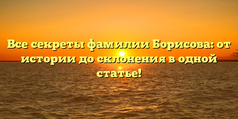 Все секреты фамилии Борисова: от истории до склонения в одной статье!
