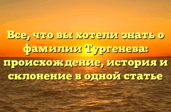 Все, что вы хотели знать о фамилии Тургенева: происхождение, история и склонение в одной статье