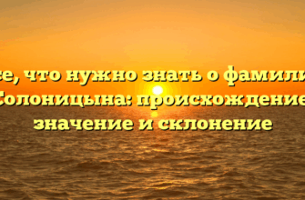 Все, что нужно знать о фамилии Солоницына: происхождение, значение и склонение