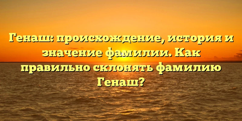 Генаш: происхождение, история и значение фамилии. Как правильно склонять фамилию Генаш? Генаш: происхождение, история и значение фамилии. Как правильно склонять фамилию Генаш?