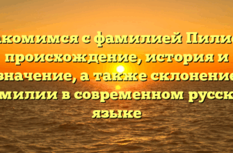 Знакомимся с фамилией Пилиева: происхождение, история и значение, а также склонение фамилии в современном русском языке