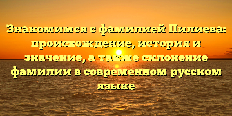 Знакомимся с фамилией Пилиева: происхождение, история и значение, а также склонение фамилии в современном русском языке