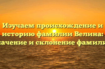 Изучаем происхождение и историю фамилии Велина: значение и склонение фамилии