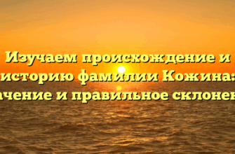 Изучаем происхождение и историю фамилии Кожина: значение и правильное склонение