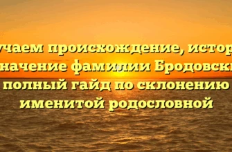 Изучаем происхождение, историю и значение фамилии Бродовский: полный гайд по склонению именитой родословной Изучаем происхождение, историю и значение фамилии Бродовский: полный гайд по склонению именитой родословной