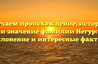 Изучаем происхождение, историю и значение фамилии Негур: склонение и интересные факты.
