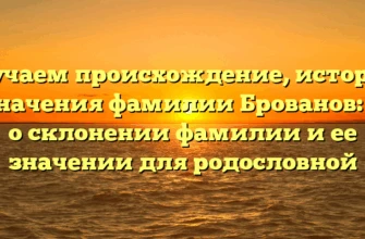 Изучаем происхождение, историю и значения фамилии Брованов: все о склонении фамилии и ее значении для родословной Изучаем происхождение, историю и значения фамилии Брованов: все о склонении фамилии и ее значении для родословной