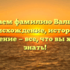 Изучаем фамилию Валькова: происхождение, история и склонение — все, что вы хотели знать!