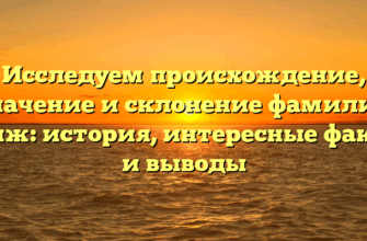 Исследуем происхождение, значение и склонение фамилии Сонж: история, интересные факты и выводы