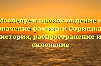 Исследуем происхождение и значение фамилии Стринжа: история, распространение и склонение