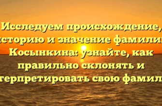 Исследуем происхождение, историю и значение фамилии Косынкина: узнайте, как правильно склонять и интерпретировать свою фамилию
