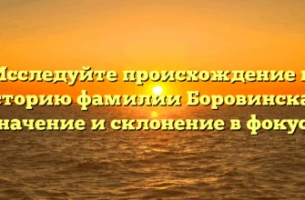 Исследуйте происхождение и историю фамилии Боровинская: значение и склонение в фокусе Исследуйте происхождение и историю фамилии Боровинская: значение и склонение в фокусе