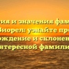 История и значения фамилии Виорел: узнайте про происхождение и склонение этой интересной фамилии