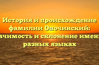 История и происхождение фамилии Опочинский: значимость и склонение имени в разных языках