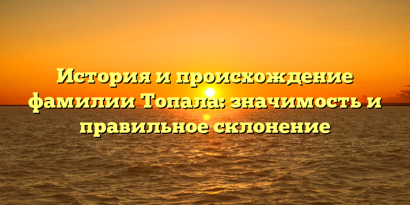 История и происхождение фамилии Топала: значимость и правильное склонение