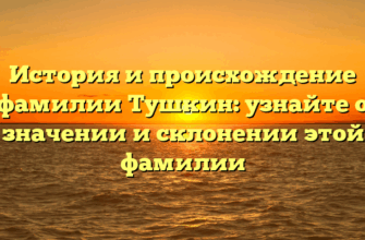 История и происхождение фамилии Тушкин: узнайте о значении и склонении этой фамилии