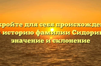 Откройте для себя происхождение и историю фамилии Сидорин: значение и склонение Откройте для себя происхождение и историю фамилии Сидорин: значение и склонение