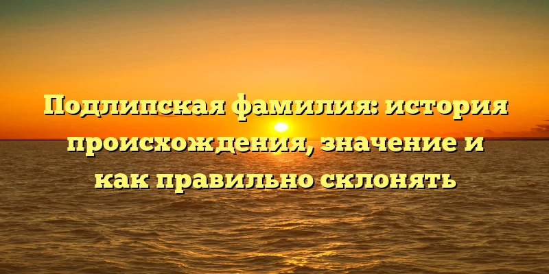 Подлипская фамилия: история происхождения, значение и как правильно склонять Подлипская фамилия: история происхождения, значение и как правильно склонять
