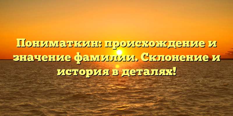 Пониматкин: происхождение и значение фамилии. Склонение и история в деталях!