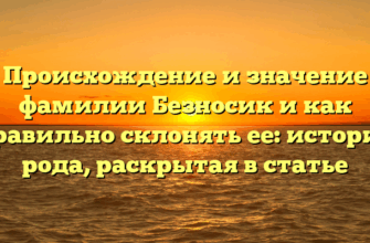 Происхождение и значение фамилии Безносик и как правильно склонять ее: история рода, раскрытая в статье