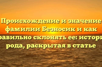 Происхождение и значение фамилии Безносик и как правильно склонять ее: история рода, раскрытая в статье Происхождение и значение фамилии Безносик и как правильно склонять ее: история рода, раскрытая в статье
