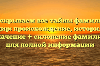 Раскрываем все тайны фамилии Адир: происхождение, история и значение + склонение фамилии для полной информации