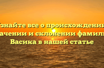 Узнайте все о происхождении, значении и склонении фамилии Васика в нашей статье