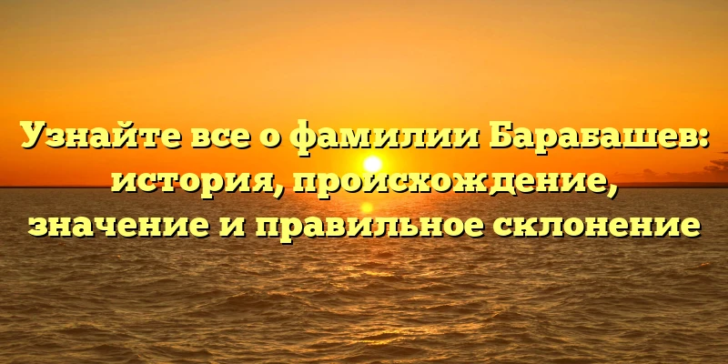 Узнайте все о фамилии Барабашев: история, происхождение, значение и правильное склонение