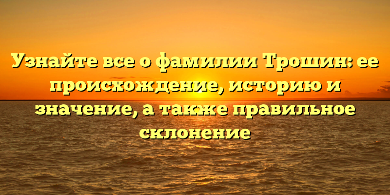 Узнайте все о фамилии Трошин: ее происхождение, историю и значение, а также правильное склонение