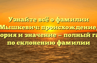 Узнайте всё о фамилии Мышкевич: происхождение, история и значение — полный гайд по склонению фамилии
