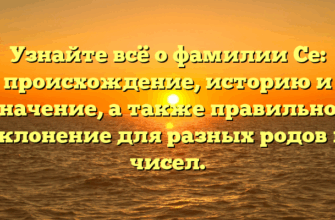 Узнайте всё о фамилии Се: происхождение, историю и значение, а также правильное склонение для разных родов и чисел.