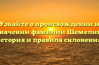 Узнайте о происхождении и значении фамилии Шемелин: история и правила склонения.