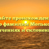 Узнайте происхождение и историю фамилии Молькова: все о значениях и склонении!