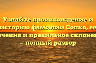 Узнайте происхождение и историю фамилии Сопко, ее значение и правильное склонение — полный разбор