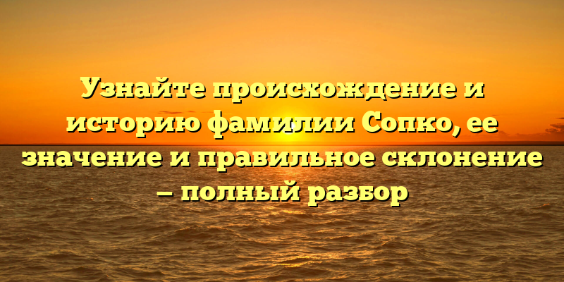 Узнайте происхождение и историю фамилии Сопко, ее значение и правильное склонение — полный разбор