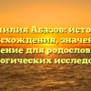 Фамилия Абазов: история происхождения, значение и склонение для родословных и генеалогических исследований