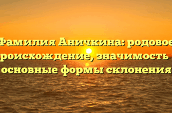 Фамилия Аничкина: родовое происхождение, значимость и основные формы склонения