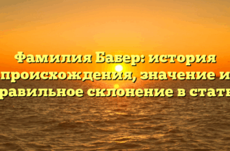 Фамилия Бабер: история происхождения, значение и правильное склонение в статье